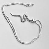 Sterling Silver Long Snake Necklace, Silver Animal Chain, Reptile Jewelry