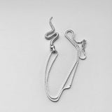 Sterling Silver Long Snake Necklace, Silver Animal Chain, Reptile Jewelry
