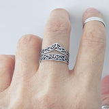 Sterling Silver Victorian Swirl Ring, Filigree Band, Stackable Wedding Jewelry