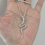 Sterling Silver Long Snake Necklace, Silver Animal Chain, Reptile Jewelry