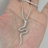 Sterling Silver Long Snake Necklace, Silver Animal Chain, Reptile Jewelry