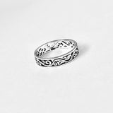 Sterling Silver Victorian Swirl Ring, Filigree Band, Stackable Wedding Jewelry