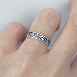 Sterling Silver Victorian Swirl Ring, Filigree Band, Stackable Wedding Jewelry