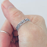 Sterling Silver Victorian Swirl Ring, Filigree Band, Stackable Wedding Jewelry