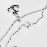 Sterling Silver Black CZ Anchor Necklace, Silver Chain, CZ Stone Jewelry