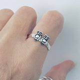 Sterling Silver Twin Owls Ring, Silver Rings, Spirit Bird Ring, Animals, Owl