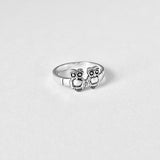 Sterling Silver Twin Owls Ring, Silver Rings, Spirit Bird Ring, Animals, Owl