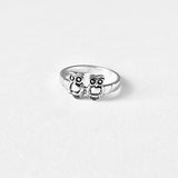 Sterling Silver Twin Owls Ring, Silver Rings, Spirit Bird Ring, Animals, Owl