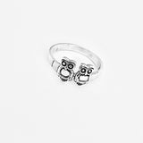 Sterling Silver Twin Owls Ring, Silver Rings, Spirit Bird Ring, Animals, Owl