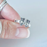 Sterling Silver Twin Owls Ring, Silver Rings, Spirit Bird Ring, Animals, Owl