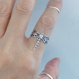 925 Sterling Silver Thin Filigree Dragonfly Ring | Delicate Boho Spirit Insect Jewelry