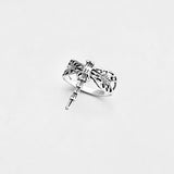 925 Sterling Silver Thin Filigree Dragonfly Ring | Delicate Boho Spirit Insect Jewelry
