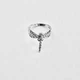 925 Sterling Silver Thin Filigree Dragonfly Ring | Delicate Boho Spirit Insect Jewelry