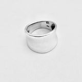 925 Sterling Silver Statement Concave Ring | Boho Bold Wide Band Silver Rings
