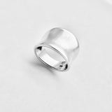 925 Sterling Silver Statement Concave Ring | Boho Bold Wide Band Silver Rings