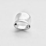 925 Sterling Silver Statement Concave Ring | Boho Bold Wide Band Silver Rings