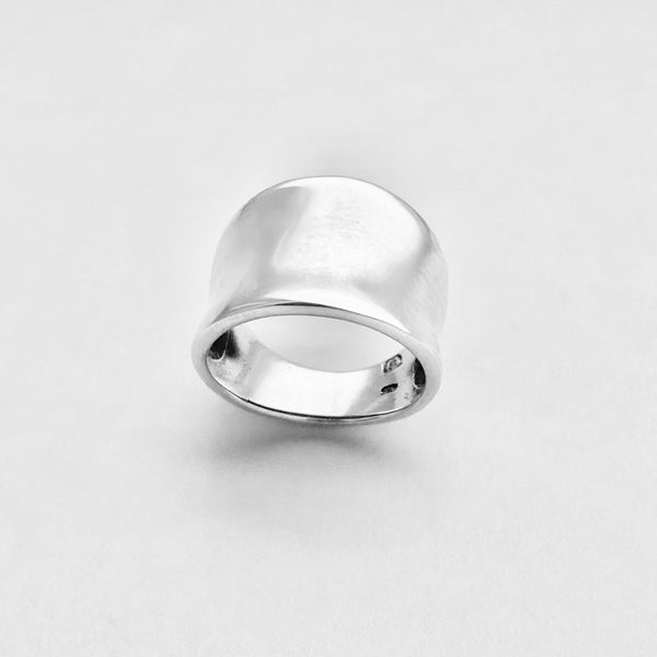 925 Sterling Silver Statement Concave Ring | Boho Bold Wide Band Silver Rings