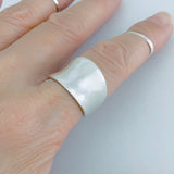 925 Sterling Silver Statement Concave Ring | Boho Bold Wide Band Silver Rings