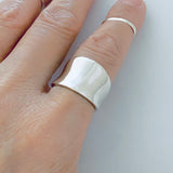 925 Sterling Silver Statement Concave Ring | Boho Bold Wide Band Silver Rings