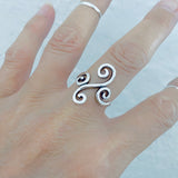 Sterling Silver Long Multiple Swirl Ring, Statement Spiral Rings, Swirly Jewelry