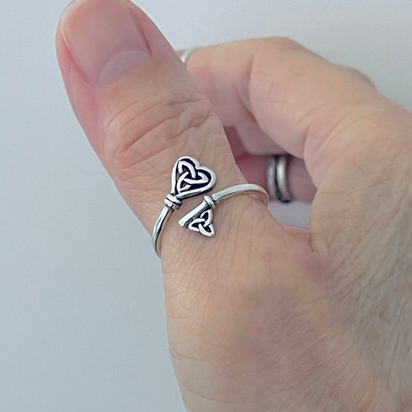 Sterling Silver Delicate Wraparound Triquetra Key Ring, Silver Rings, Celtic Knots, Heart Keys