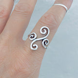 Sterling Silver Long Multiple Swirl Ring, Statement Spiral Rings, Swirly Jewelry