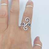Sterling Silver Long Multiple Swirl Ring, Statement Spiral Rings, Swirly Jewelry