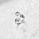 Sterling Silver Long Multiple Swirl Ring, Statement Spiral Rings, Swirly Jewelry