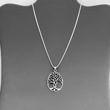 Sterling Silver Large Tree Of Life Necklace, Silver Chain, Fortune Jewelry