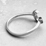 Sterling Silver Delicate Blue Lab Opal Moon and Star Ring, Silver Rings, Celestial Jewelry