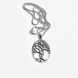Sterling Silver Large Tree Of Life Necklace, Silver Chain, Fortune Jewelry