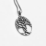 Sterling Silver Large Tree Of Life Necklace, Silver Chain, Fortune Jewelry