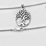 Sterling Silver Large Tree Of Life Necklace, Silver Chain, Fortune Jewelry