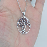 Sterling Silver Large Tree Of Life Necklace, Silver Chain, Fortune Jewelry