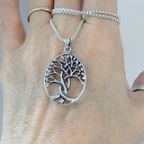 Sterling Silver Large Tree Of Life Necklace, Silver Chain, Fortune Jewelry