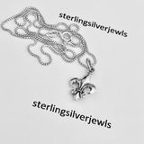 Sterling Silver Small Fleur De Lis Necklace, Silver Necklaces, Saints Chain, France, Lily Chains