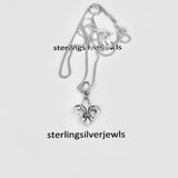 Sterling Silver Small Fleur De Lis Necklace, Silver Necklaces, Saints Chain, France, Lily Chains