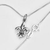 Sterling Silver Small Fleur De Lis Necklace, Silver Necklaces, Saints Chain, France, Lily Chains