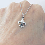 Sterling Silver Small Fleur De Lis Necklace, Silver Necklaces, Saints Chain, France, Lily Chains