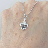 Sterling Silver Small Fleur De Lis Necklace, Silver Necklaces, Saints Chain, France, Lily Chains