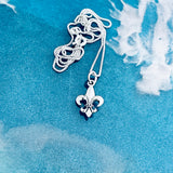 Sterling Silver Small Fleur De Lis Necklace, Silver Necklaces, Saints Chain, France, Lily Chains