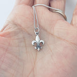 Sterling Silver Small Fleur De Lis Necklace, Silver Necklaces, Saints Chain, France, Lily Chains