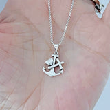 Sterling Silver Dainty Anchor Heart Cross Necklace, Silver Boat Chain, Ocean Jewelry