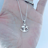 Sterling Silver Dainty Anchor Heart Cross Necklace, Silver Boat Chain, Ocean Jewelry