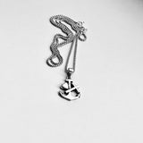 Sterling Silver Dainty Anchor Heart Cross Necklace, Silver Boat Chain, Ocean Jewelry