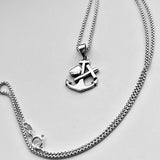 Sterling Silver Dainty Anchor Heart Cross Necklace, Silver Boat Chain, Ocean Jewelry
