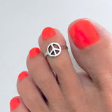 Sterling Silver Peace Toe Ring, Boho Love Jewelry Silver Rings