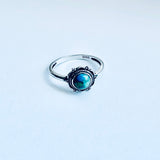 925 Sterling Silver Mandala Genuine Turquoise Ring | Boho Flower Stone Silver Ring