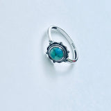 925 Sterling Silver Mandala Genuine Turquoise Ring | Boho Flower Stone Silver Ring