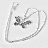 Sterling Silver Butterfly Necklace, Boho Necklace, Silver Chain, Spirit Bug Jewelry